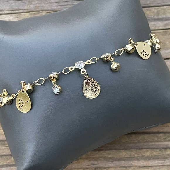 Women Anklet Gold Tone Fashion Jewelry Crystals Accent Fashion Bracelet - Picture 2 of 11